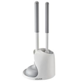 Toilet Brush and Plunger Set with PP Handle for Bathroom Deep Cleaning