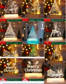 Christmas Decoration 3D Lamp Acrylic LED Night Lights New Year Valentines Day Christmas Kids Gift Christmas Ornaments (Option: Set-Set)