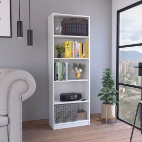Vinton Four-Tier Bookcase with Modern Storage for Books and Decor (Color: White)