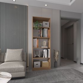 Vinton Four-Tier Bookcase with Modern Storage for Books and Decor (Color: Natural Oak / White)